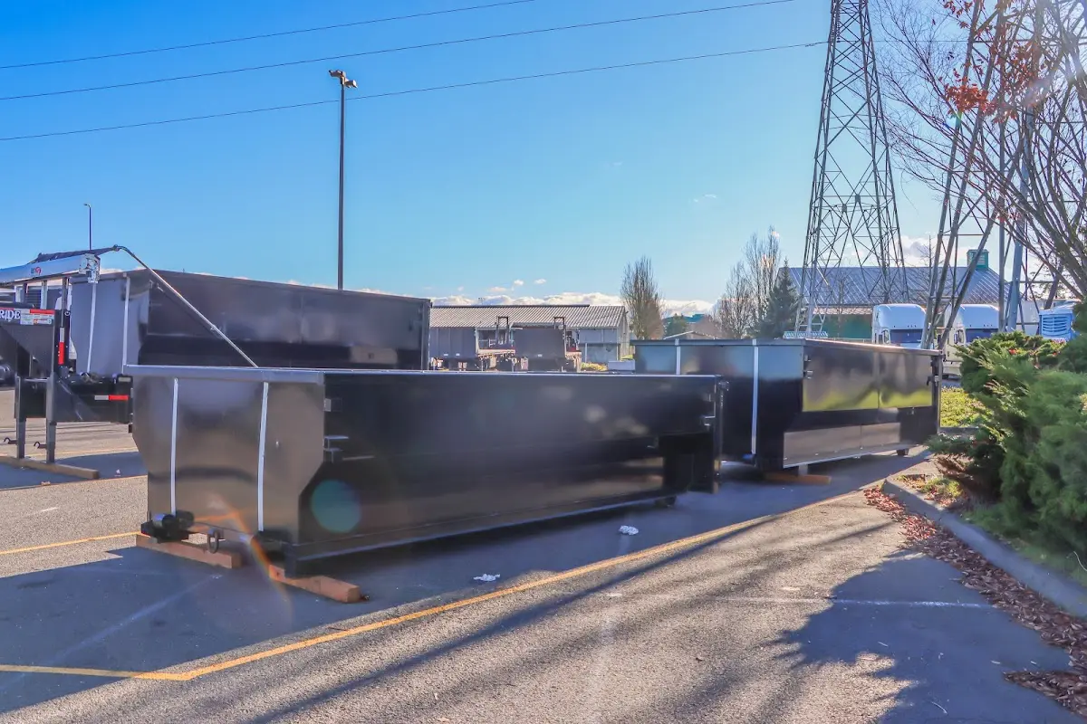 Roll-off dumpster ready for waste disposal at job site for 12 Yard Dumpster Rental in Delaware